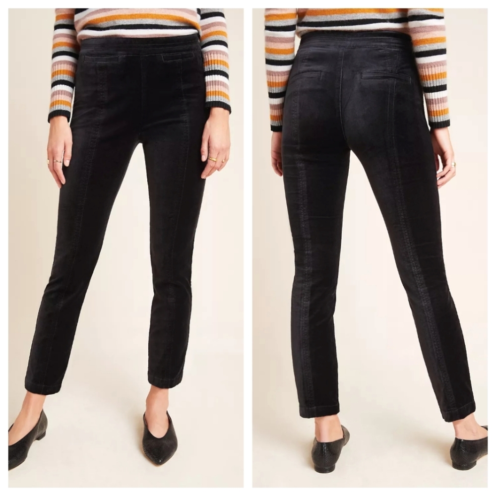 Anthropologie The Essential Slim Velvet Trouser 0P - Fall Academia Goth